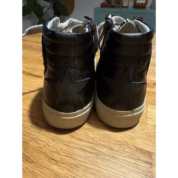 SHU SHOP Rooney High Top Black Snake Print Glitter Star Suede Sneakers Size 6 - Picture 2 of 7